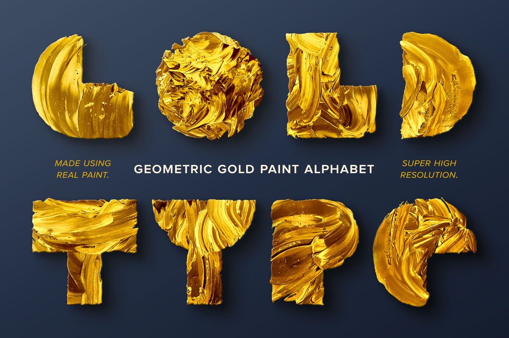 Gold Type: Geometric Gold Paint Alphabet-Chroma Supply