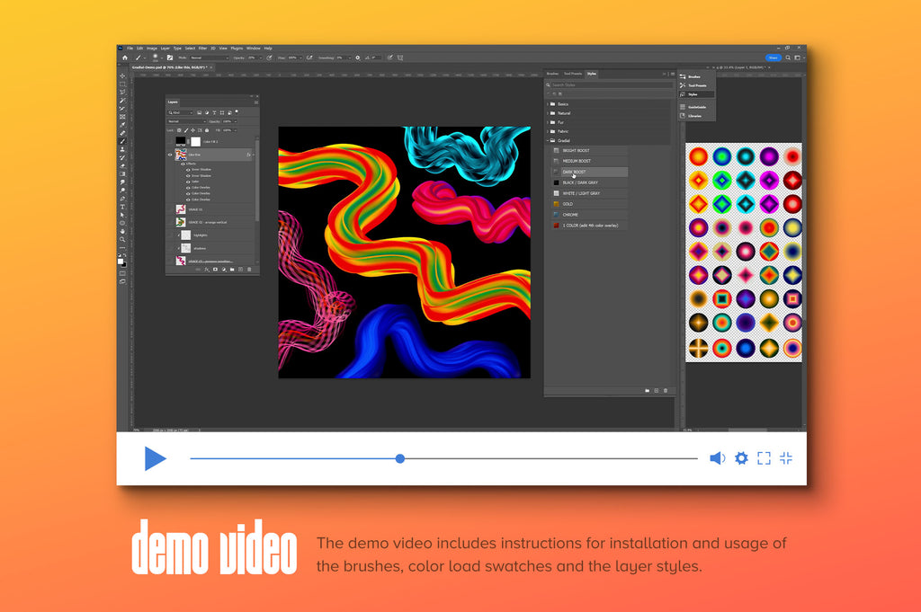 Gradial Screenshots Gradial: Multicolor Brushes for Photoshop – Chroma Supply