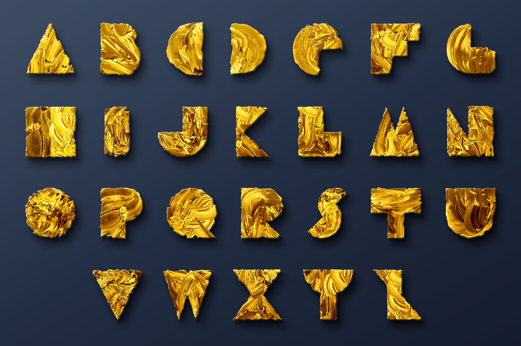 Gold Type: Geometric Gold Paint Alphabet-Chroma Supply